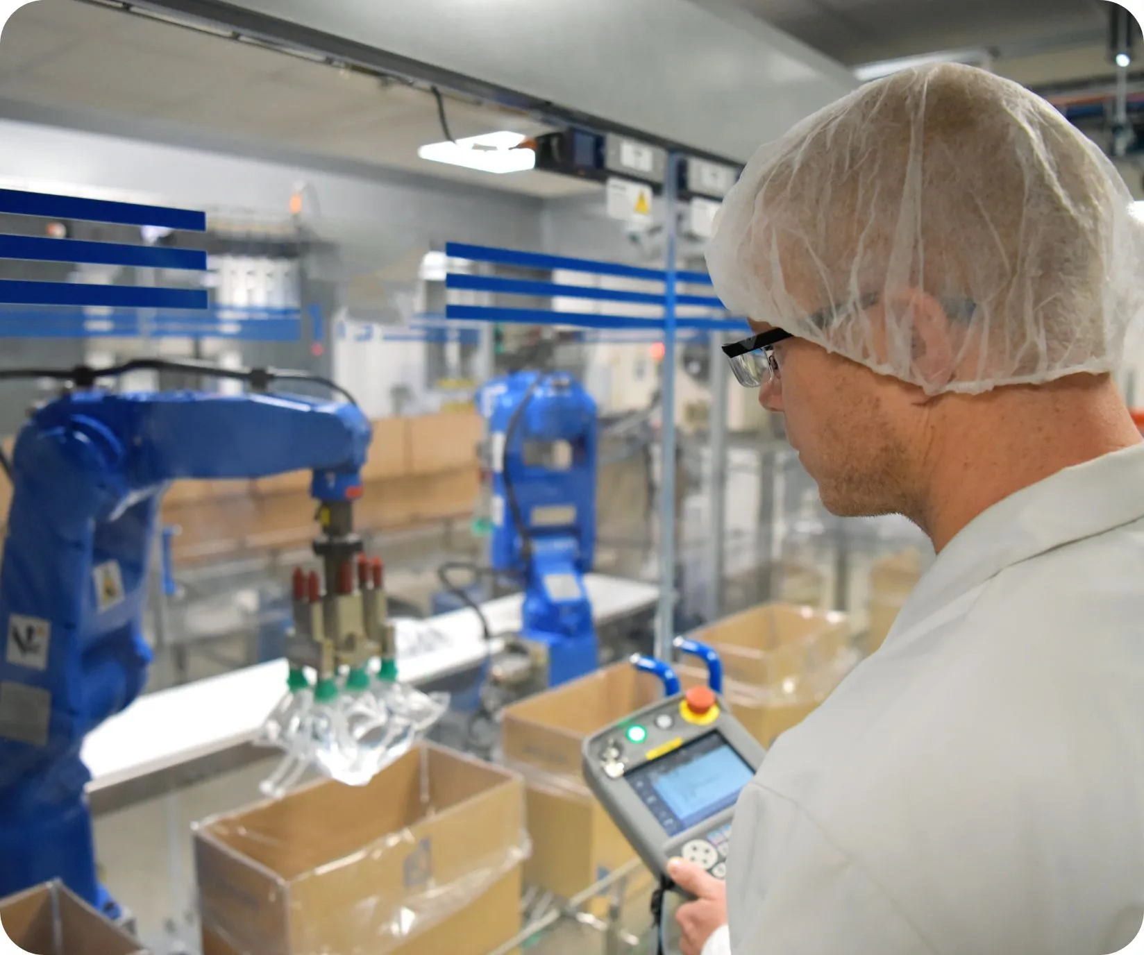 over shoulder of product validation technician