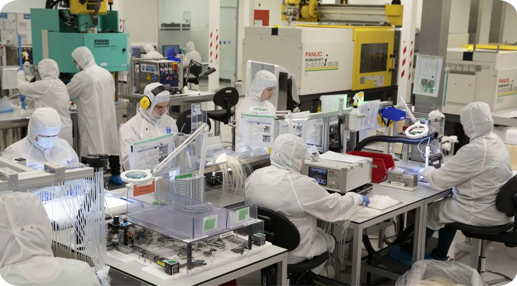 staff concentrating in production facility