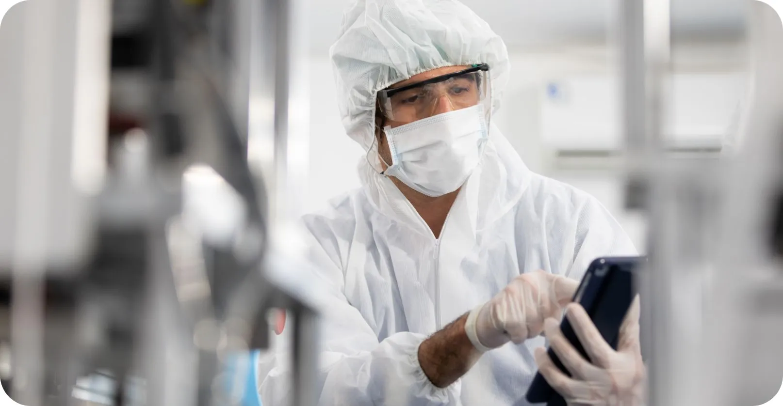 maintenance technician working on tablet