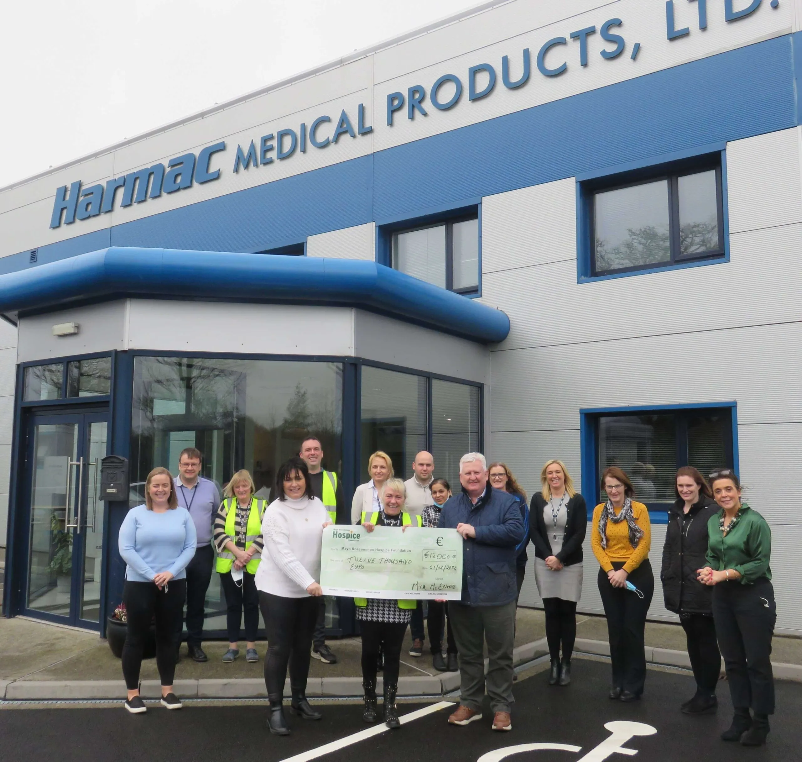 Harmac Ireland Charity of the Year Drive for Mayo Roscommon Hospice Foundation cheque presentation