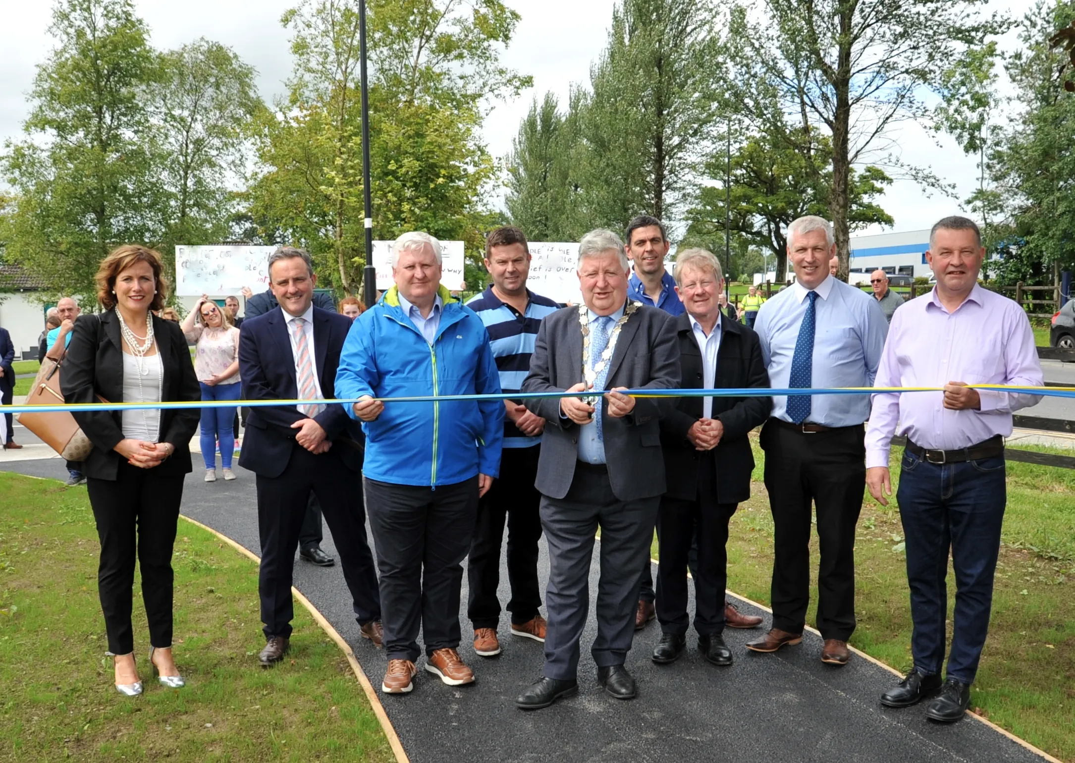 cut ribbon for New Somers Park in Ireland’s County Roscommon